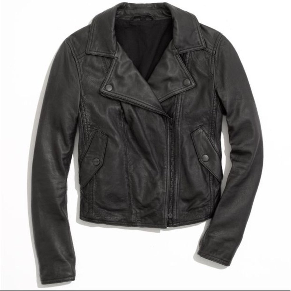 Madewell Washed Leather Moto Jacket Black Hdwr